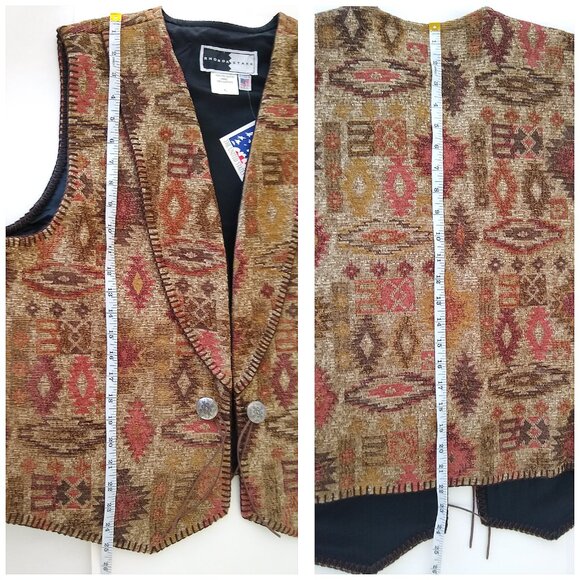 Tapestry Western Blanket VEST Aztec Concho Cowgirl RHONDA STARK USA Utah XL - Picture 6 of 12